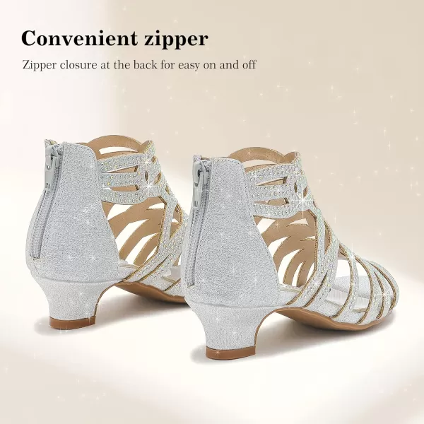 Girls Sandals High Heels Dress Shoes Open Toe Pump Sandals Glitter Party Wedding Shoes for Kids ToddlerG Glitter Silver
