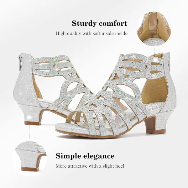 Girls Sandals High Heels Dress Shoes Open Toe Pump Sandals Glitter Party Wedding Shoes for Kids ToddlerG Glitter Silver