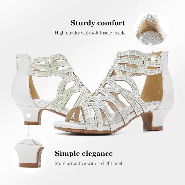 Girls Sandals High Heels Dress Shoes Open Toe Pump Sandals Glitter Party Wedding Shoes for Kids ToddlerG Glitter White