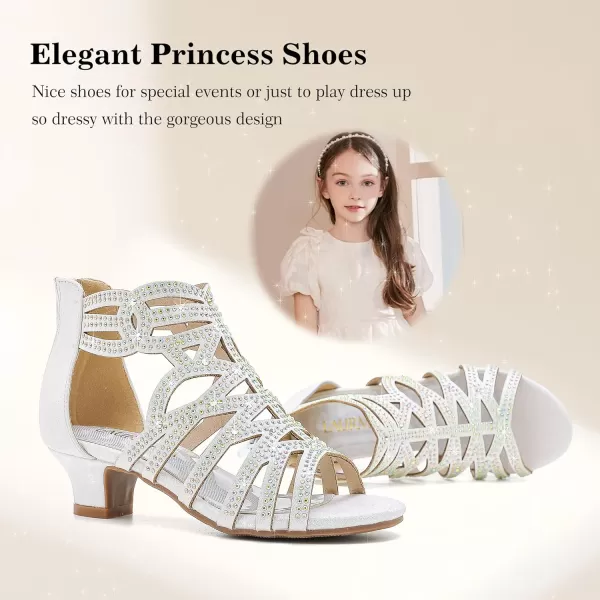 Girls Sandals High Heels Dress Shoes Open Toe Pump Sandals Glitter Party Wedding Shoes for Kids ToddlerG Glitter White