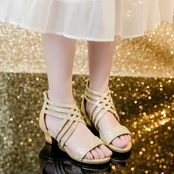 Girls Sandals High Heels Dress Shoes Open Toe Pump Sandals Glitter Party Wedding Shoes for Kids ToddlerR Glitter Cham