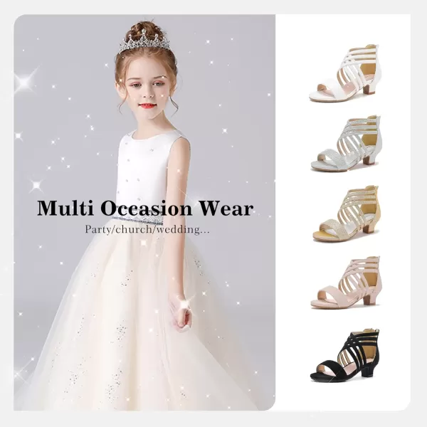 Girls Sandals High Heels Dress Shoes Open Toe Pump Sandals Glitter Party Wedding Shoes for Kids ToddlerR Glitter Cham