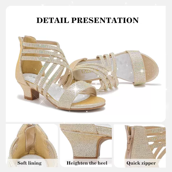 Girls Sandals High Heels Dress Shoes Open Toe Pump Sandals Glitter Party Wedding Shoes for Kids ToddlerR Glitter Cham