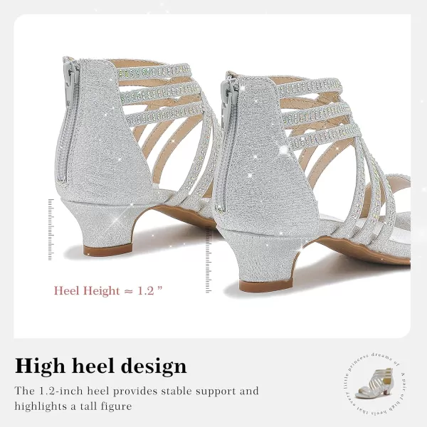 Girls Sandals High Heels Dress Shoes Open Toe Pump Sandals Glitter Party Wedding Shoes for Kids ToddlerR Glitter Silver