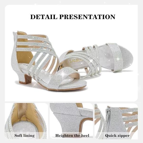 Girls Sandals High Heels Dress Shoes Open Toe Pump Sandals Glitter Party Wedding Shoes for Kids ToddlerR Glitter Silver