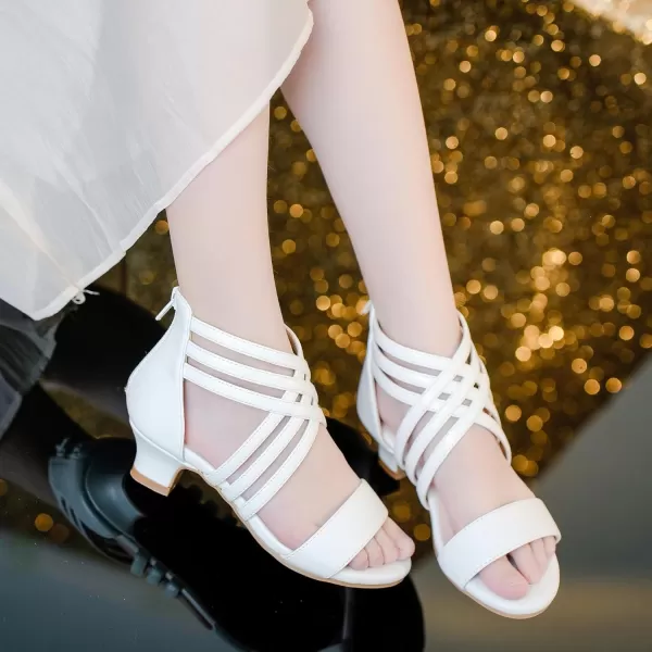 Girls Sandals High Heels Dress Shoes Open Toe Pump Sandals Glitter Party Wedding Shoes for Kids ToddlerR Pu White