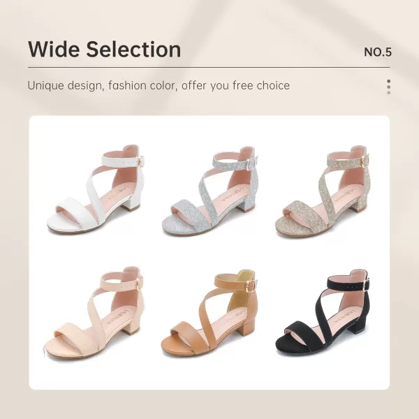 Girls Sandals Kids Heels Open Toe Ankle Strap Dress Shoes Flower Wedding Party for Toddler Little Big KidBlissful Nubuck Apricot