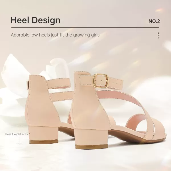 Girls Sandals Kids Heels Open Toe Ankle Strap Dress Shoes Flower Wedding Party for Toddler Little Big KidBlissful Nubuck Apricot