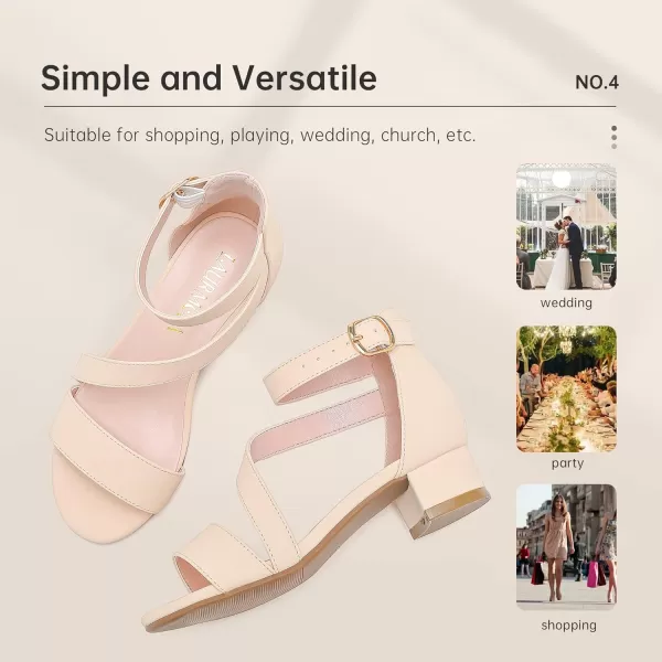 Girls Sandals Kids Heels Open Toe Ankle Strap Dress Shoes Flower Wedding Party for Toddler Little Big KidBlissful Nubuck Apricot