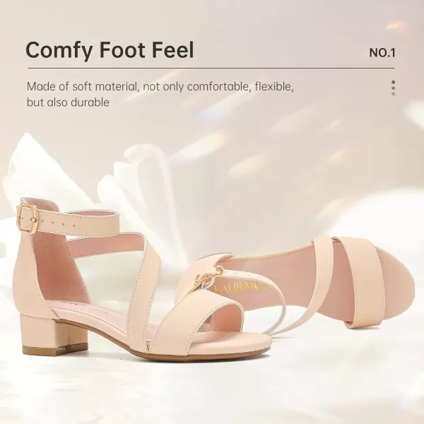 Girls Sandals Kids Heels Open Toe Ankle Strap Dress Shoes Flower Wedding Party for Toddler Little Big KidBlissful Nubuck Apricot