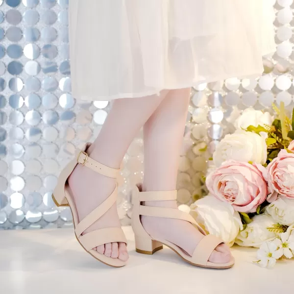 Girls Sandals Kids Heels Open Toe Ankle Strap Dress Shoes Flower Wedding Party for Toddler Little Big KidBlissful Nubuck Apricot