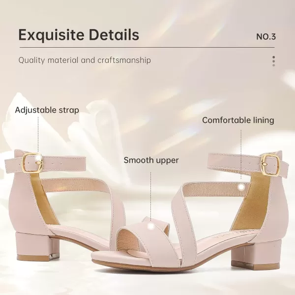 Girls Sandals Kids Heels Open Toe Ankle Strap Dress Shoes Flower Wedding Party for Toddler Little Big KidBlissful Nubuck Nude