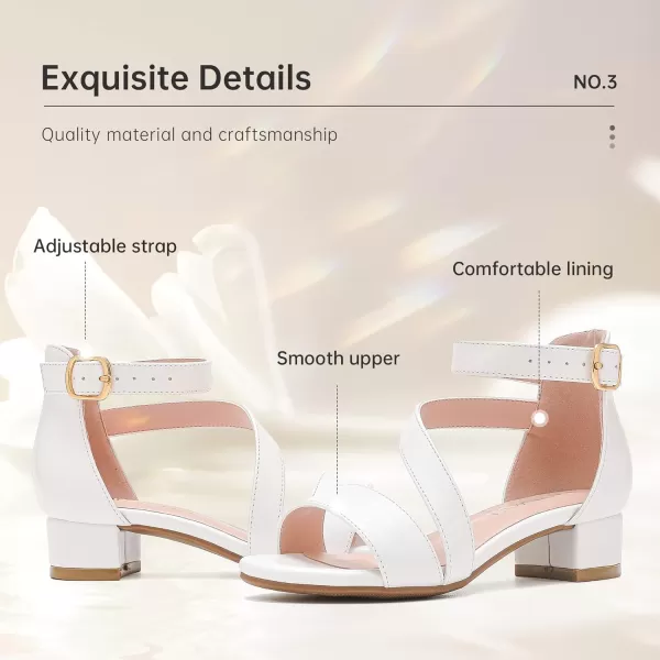Girls Sandals Kids Heels Open Toe Ankle Strap Dress Shoes Flower Wedding Party for Toddler Little Big KidBlissful Pu White