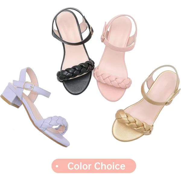 Girls Sandals Kids Heels Open Toe Ankle Strap Dress Shoes Flower Wedding Party for Toddler Little Big KidBraided Nude