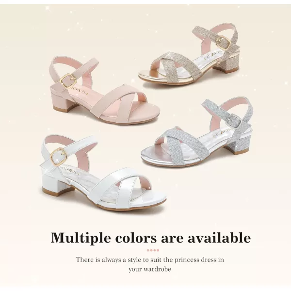 Girls Sandals Kids Heels Open Toe Ankle Strap Dress Shoes Flower Wedding Party for Toddler Little Big KidCross Glitter Gold