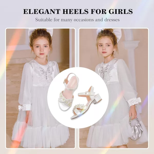 Girls Sandals Kids Heels Open Toe Ankle Strap Dress Shoes Flower Wedding Party for Toddler Little Big KidFlowers Pu Cham