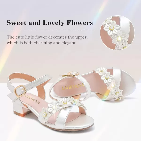 Girls Sandals Kids Heels Open Toe Ankle Strap Dress Shoes Flower Wedding Party for Toddler Little Big KidFlowers Pu Cham