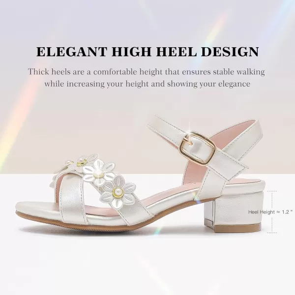 Girls Sandals Kids Heels Open Toe Ankle Strap Dress Shoes Flower Wedding Party for Toddler Little Big KidFlowers Pu Cham
