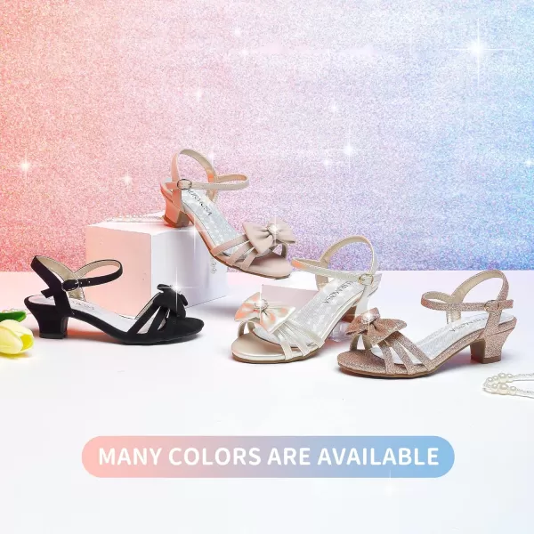 Girls Sandals Low Heels Girls Dress Shoes in Wedding Party Summer Open Toe Ankle Strap for Little Big Kids ToddlerB Glitter Rosegold