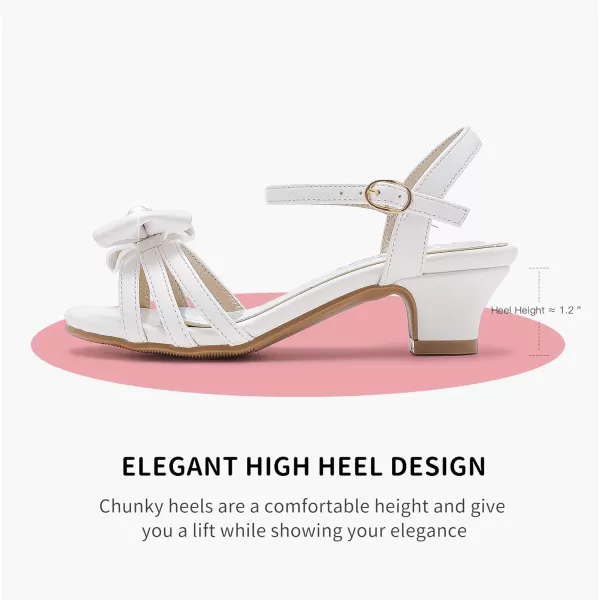 Girls Sandals Low Heels Girls Dress Shoes in Wedding Party Summer Open Toe Ankle Strap for Little Big Kids ToddlerB Pu White