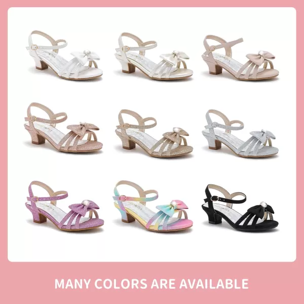 Girls Sandals Low Heels Girls Dress Shoes in Wedding Party Summer Open Toe Ankle Strap for Little Big Kids ToddlerB Pu White