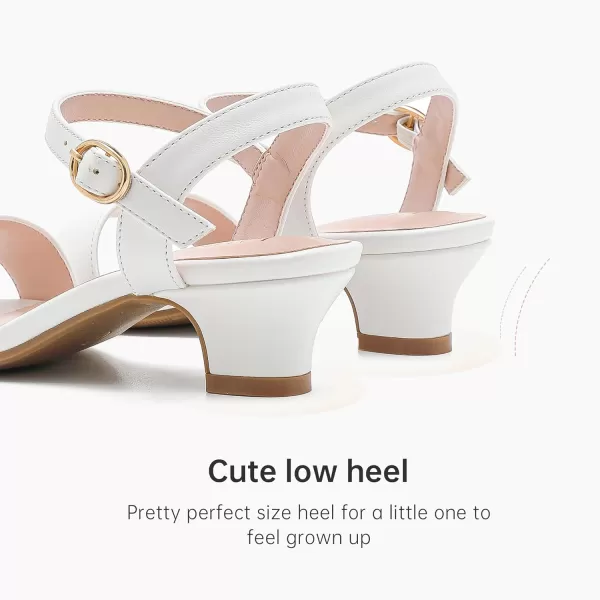 Girls Sandals Low Heels Girls Dress Shoes in Wedding Party Summer Open Toe Ankle Strap for Little Big Kids ToddlerClassic Pu White