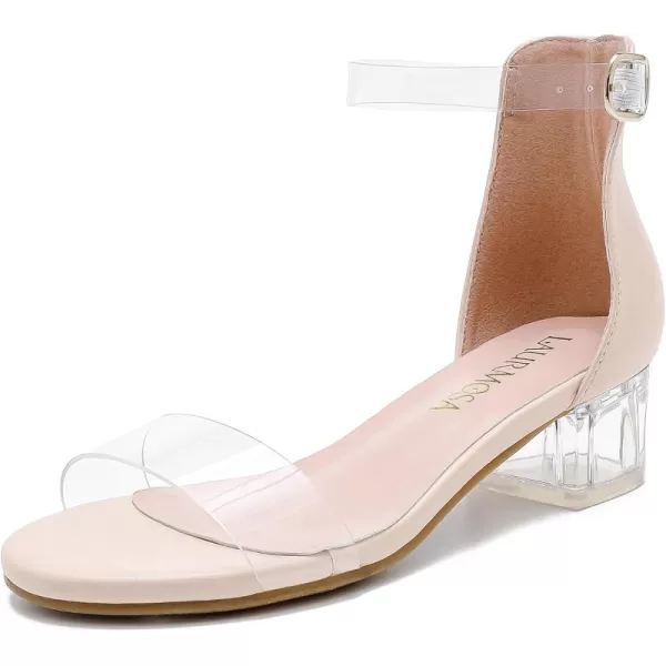 Girls High Heels Sandal for Girls Open Toe Ankle Buckle Strap Dress Shoes for Little Big Kids in Wedding Party Block Chunky Pump SandalsHonorable Clear Nude