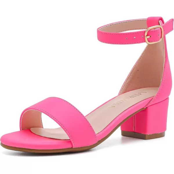 Girls High Heels Sandal for Girls Open Toe Ankle Buckle Strap Dress Shoes for Little Big Kids in Wedding Party Block Chunky Pump SandalsHonorable Nubuck Fuchsia