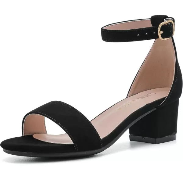 Girls High Heels Sandal for Girls Open Toe Ankle Buckle Strap Dress Shoes for Little Big Kids in Wedding Party Block Chunky Pump SandalsHonorable Nubuck Black