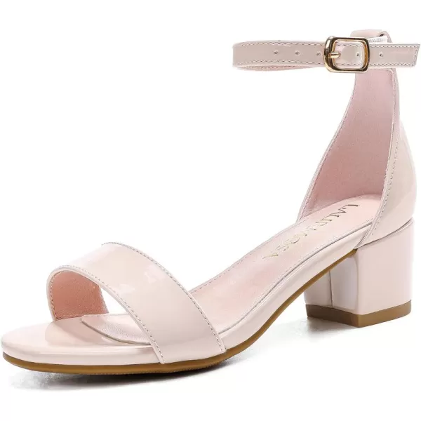 Girls High Heels Sandal for Girls Open Toe Ankle Buckle Strap Dress Shoes for Little Big Kids in Wedding Party Block Chunky Pump SandalsHonorable Patent Nude