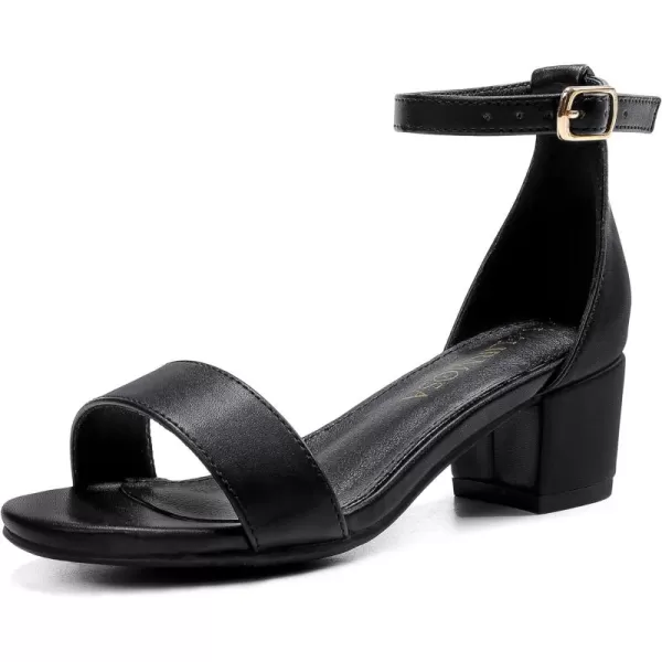 Girls High Heels Sandal for Girls Open Toe Ankle Buckle Strap Dress Shoes for Little Big Kids in Wedding Party Block Chunky Pump SandalsHonorable Pu Black
