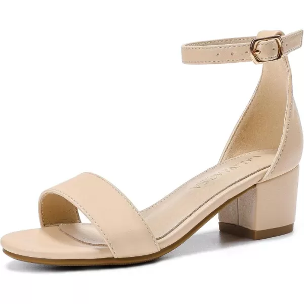 Girls High Heels Sandal for Girls Open Toe Ankle Buckle Strap Dress Shoes for Little Big Kids in Wedding Party Block Chunky Pump SandalsHonorable Pu Nude