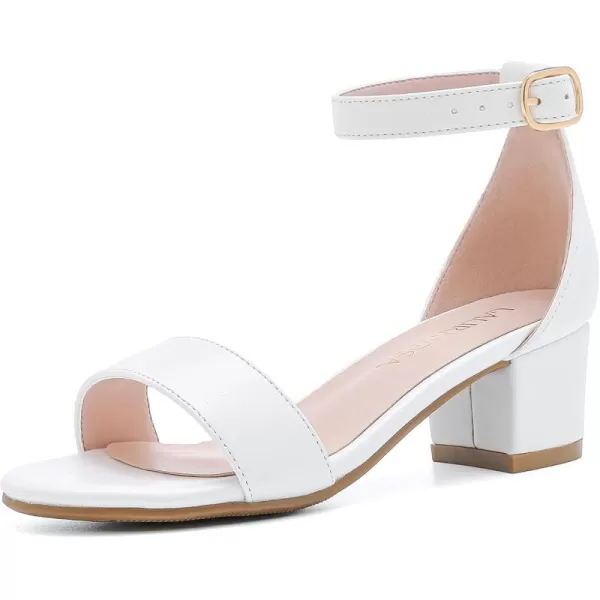 Girls High Heels Sandal for Girls Open Toe Ankle Buckle Strap Dress Shoes for Little Big Kids in Wedding Party Block Chunky Pump SandalsHonorable Pu White