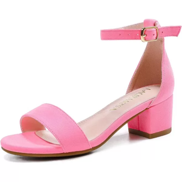 Girls High Heels Sandal for Girls Open Toe Ankle Buckle Strap Dress Shoes for Little Big Kids in Wedding Party Block Chunky Pump SandalsHonorable Suede Fuchsia