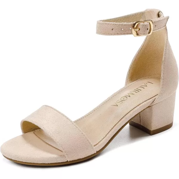 Girls High Heels Sandal for Girls Open Toe Ankle Buckle Strap Dress Shoes for Little Big Kids in Wedding Party Block Chunky Pump SandalsHonorable Suede Nude