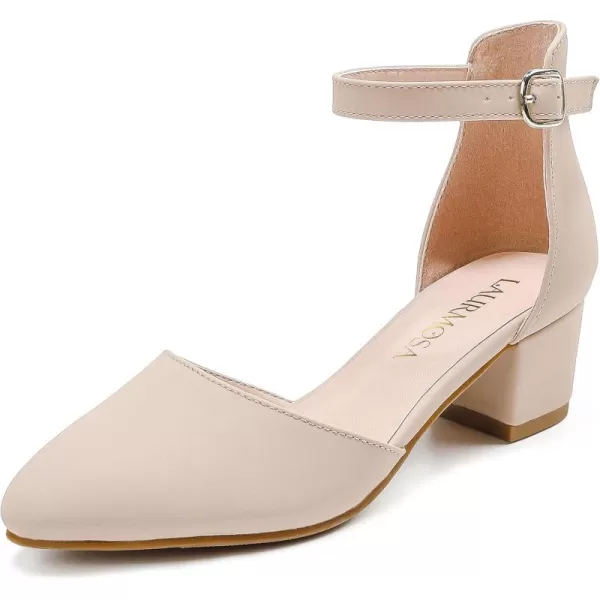 Girls Sandals Closed Toe High Heels Formal Dress Shoes Ankle Strap Pointed Toe Heeled for Little Big Kids in Wedding Party Comfortable Thick Heels Block Chunky Pump ShoesClassic Nubuck Nude