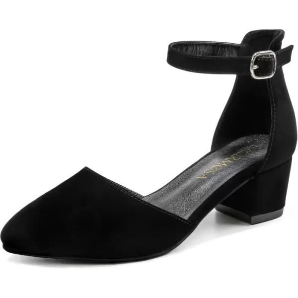 Girls Sandals Closed Toe High Heels Formal Dress Shoes Ankle Strap Pointed Toe Heeled for Little Big Kids in Wedding Party Comfortable Thick Heels Block Chunky Pump ShoesClassic Nubuck Black