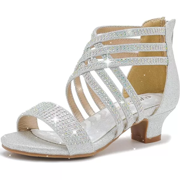 Girls Sandals High Heels Dress Shoes Open Toe Pump Sandals Glitter Party Wedding Shoes for Kids ToddlerR Glitter Silver