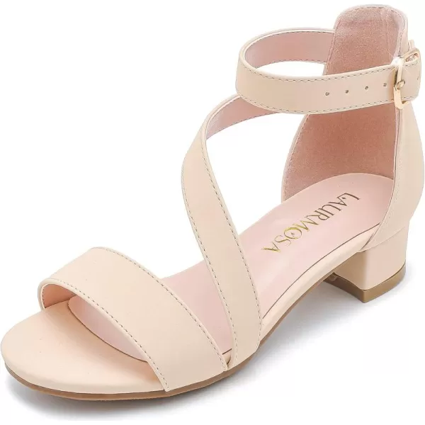 Girls Sandals Kids Heels Open Toe Ankle Strap Dress Shoes Flower Wedding Party for Toddler Little Big KidBlissful Nubuck Apricot