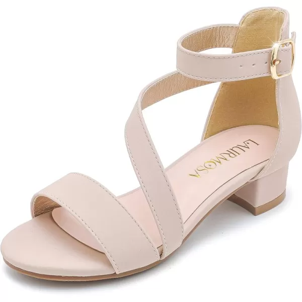 Girls Sandals Kids Heels Open Toe Ankle Strap Dress Shoes Flower Wedding Party for Toddler Little Big KidBlissful Nubuck Nude