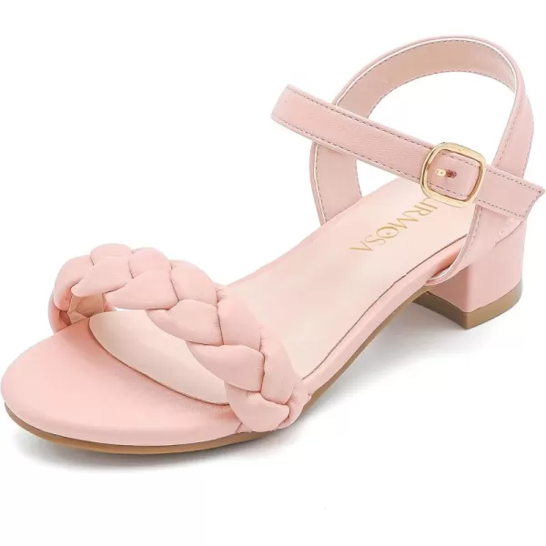 Girls Sandals Kids Heels Open Toe Ankle Strap Dress Shoes Flower Wedding Party for Toddler Little Big KidBraided Pink