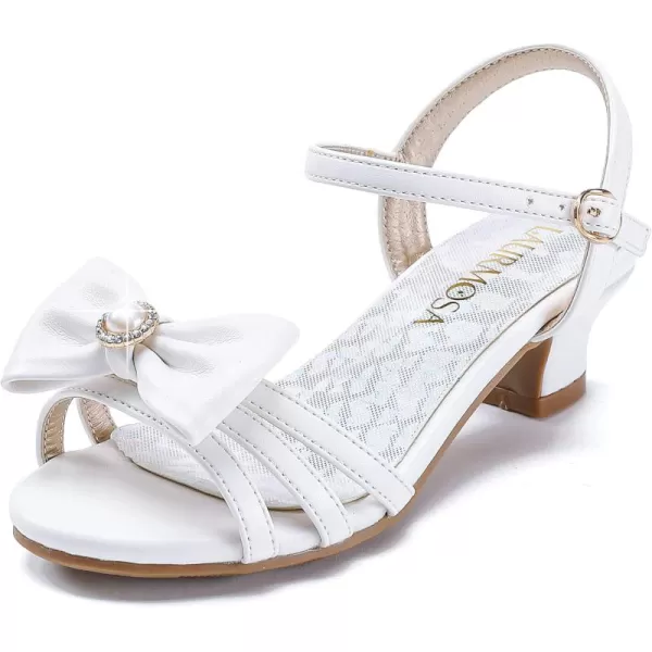 Girls Sandals Low Heels Girls Dress Shoes in Wedding Party Summer Open Toe Ankle Strap for Little Big Kids ToddlerB Pu White