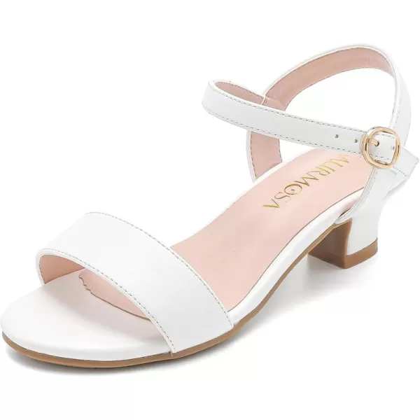 Girls Sandals Low Heels Girls Dress Shoes in Wedding Party Summer Open Toe Ankle Strap for Little Big Kids ToddlerClassic Pu White