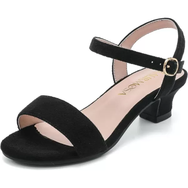 Girls Sandals Low Heels Girls Dress Shoes in Wedding Party Summer Open Toe Ankle Strap for Little Big Kids ToddlerClassic Suede Black