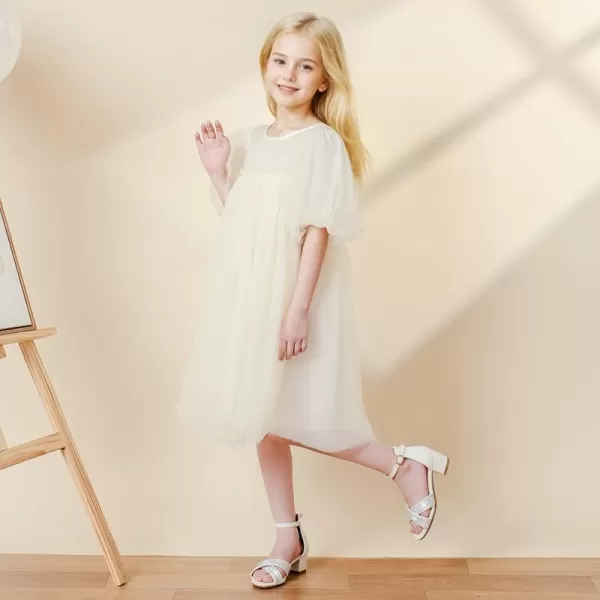 Girls Sandals Open Toe High Heels Fancy Dress Shoes Ankle Strap Chunky Block Heels Flower Girls Wedding Party Dressy Shoes for Toddler Little Big KidsWhite Rhinestone