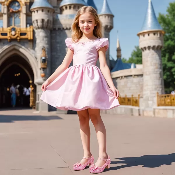 Princess Shoes High Heel Toddler Girls Dress Shoes Cute Bowknot Sparkle Mary Jane Flower Girls Wedding Birthday Party Prom for Little Big KidsPink Sequins