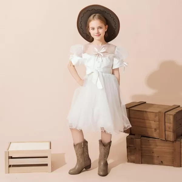 Cowgirl Boots for Little Girls Mid Calf Pointed Toe Kid Cowboy Boots Side Zipper Classic Embroidered Western Boots Horse Riding Shoes Party for Toddler Little Big KidsKhaki