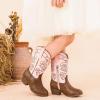 imageGirls Cowboy Boots Western Mid Calf Pointed Toe Kids Cowgirl Boots Embroidered Side Zipper Girls Horse Riding Boots Country Party for Toddler Little Big KidsPink Brown