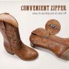 imageGirls Cowboy Boots Western Mid Calf Pointed Toe Kids Cowgirl Boots Embroidered Side Zipper Girls Horse Riding Boots Country Party for Toddler Little Big KidsBrown Embroidery