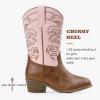 imageGirls Cowboy Boots Western Mid Calf Pointed Toe Kids Cowgirl Boots Embroidered Side Zipper Girls Horse Riding Boots Country Party for Toddler Little Big KidsPink Brown